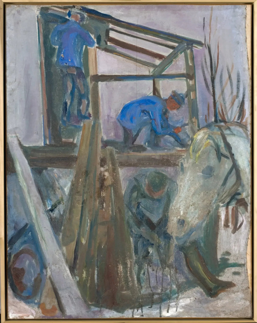 Skovhuggere i arbejde på studiets bygning - Edvard Munch