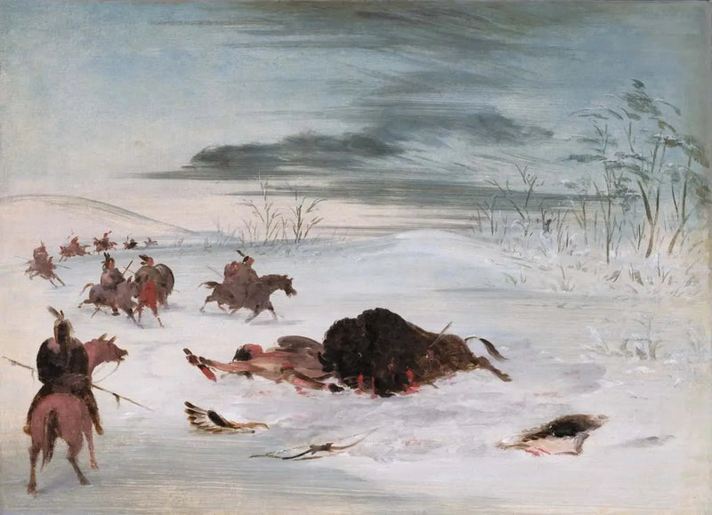 Døende hanbuffel i en snedrive - George Catlin