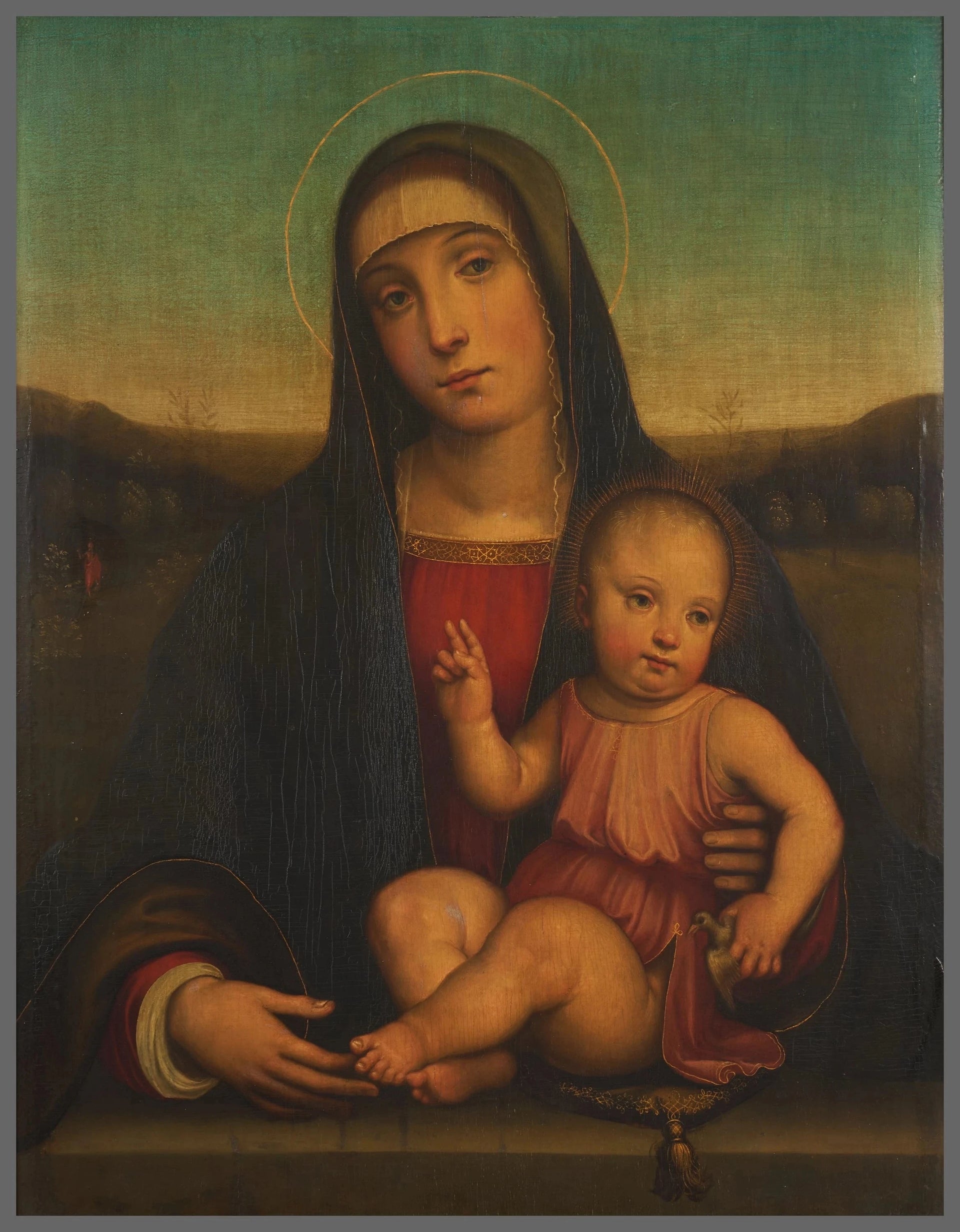 La Vierge à l'Enfant avec un chardonneret - Raphaël Sanzio - Réproduction huile sur toile