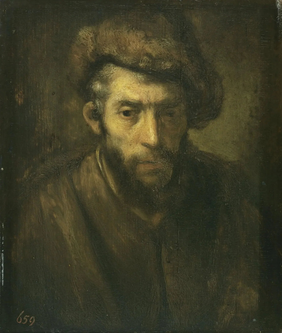 Mandbuste med pels hat - Rembrandt