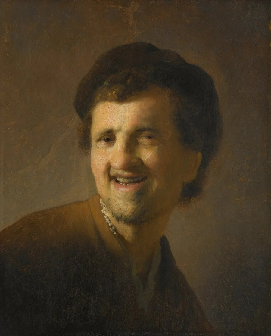 Buste af en ung grinende mand - Rembrandt