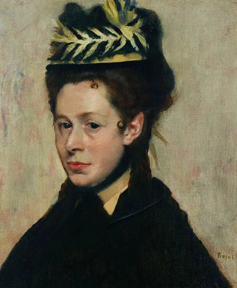 Kvindebuste med fjerhat - Edgar Degas