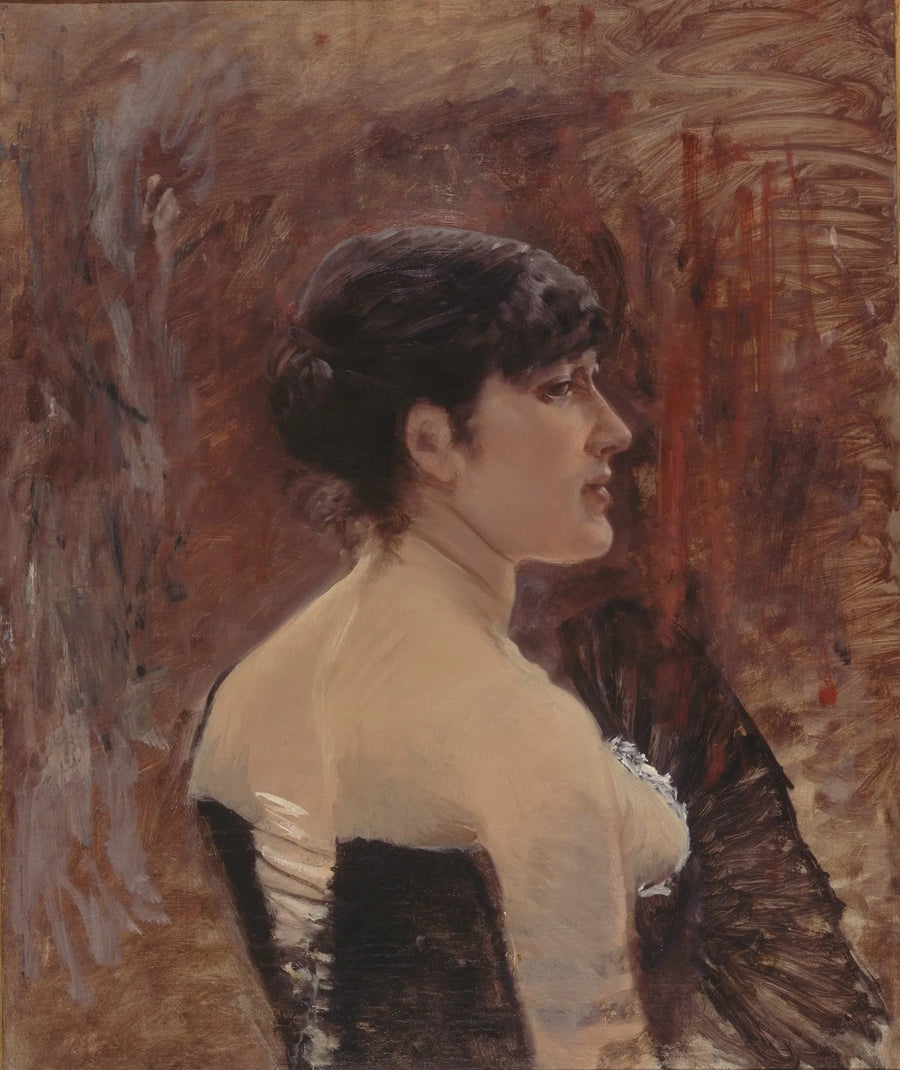 Kvindebuste med en fan - Giuseppe De Nittis