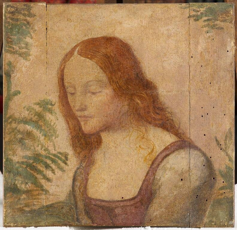 Ung pige bust med løsthængende hår - Bernardino Luini