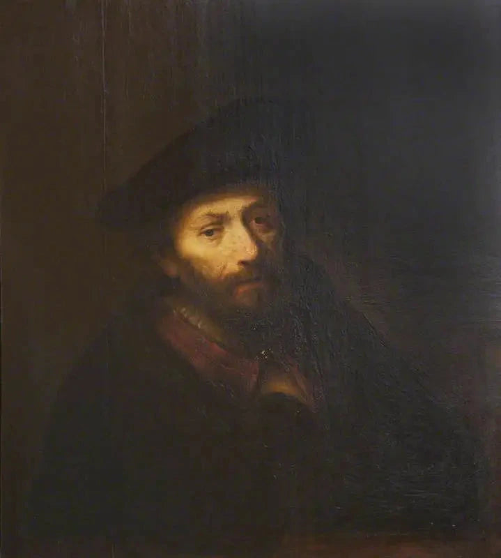 Mandbuste med skæg og baret - Rembrandt
