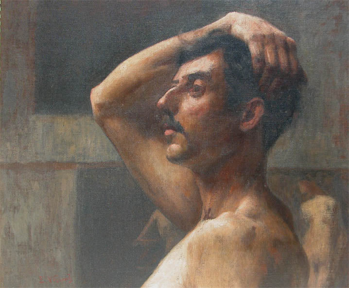 Buste masculin - Eliseu Visconti image 1 copie peinte à la main à l’huile