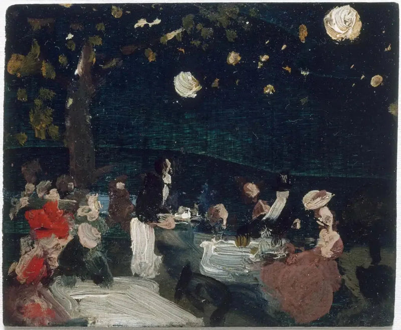Nattens café med japanske lanterner - Robert Henri