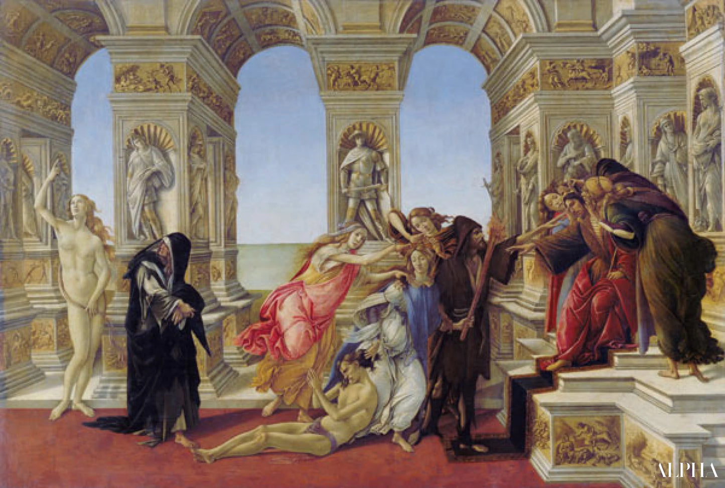 Calomnie - Sandro Botticelli - Reproduktioner af malerier og højkvalitets malerier