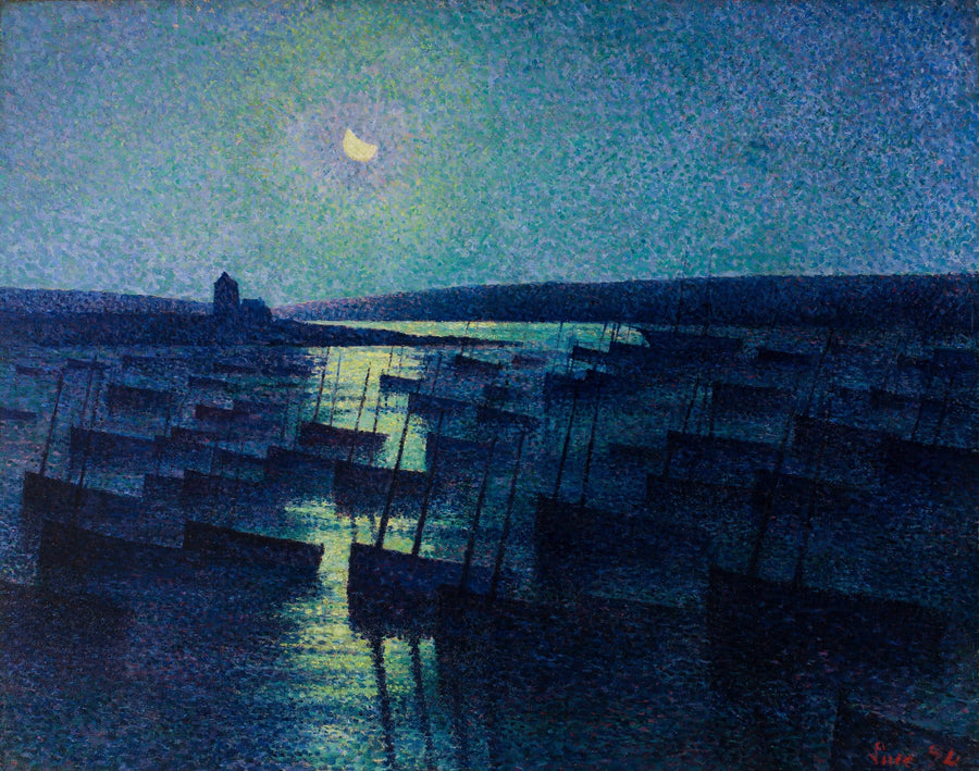 Camaret, måneskin og fiskerbåde - Maximilien Luce