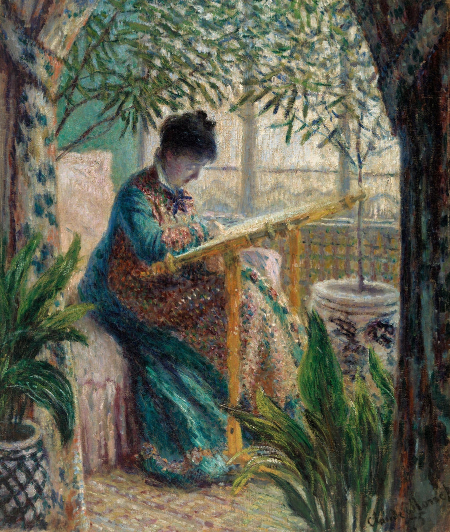 Madame Monet Broderer (Camille ved væven) - Claude Monet