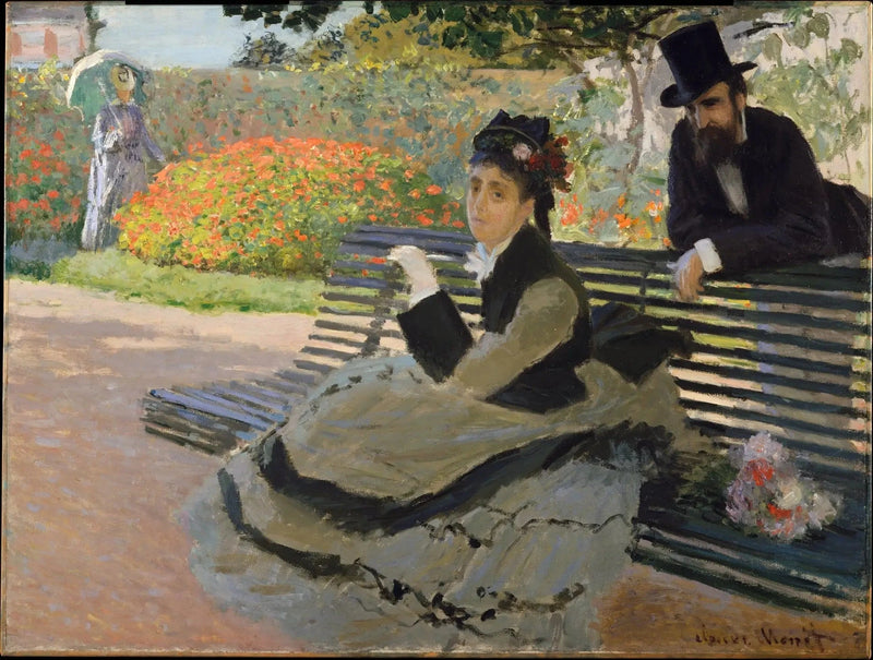 Camille Monet på en havebænk W281 - Claude Monet
