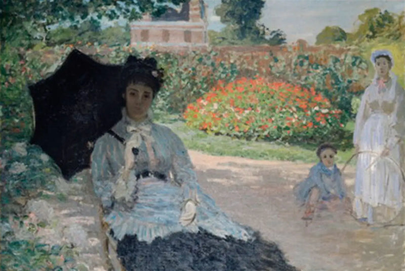 Camille i haven med Jean og en tjenestepige - Claude Monet