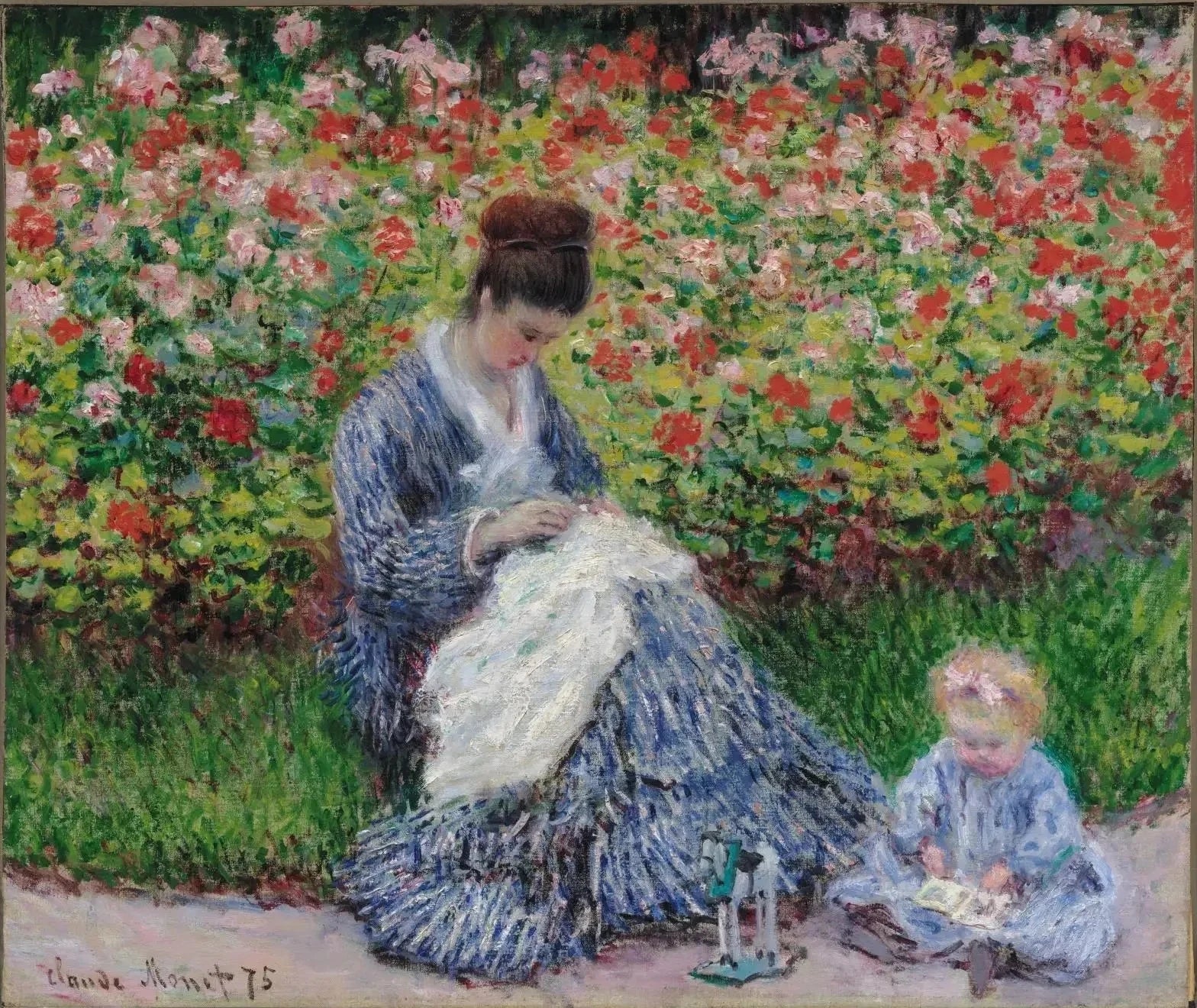 Camille Monet et un enfant dans le jardin à Argenteuil W382, 1875, Museum of Fine Arts Boston