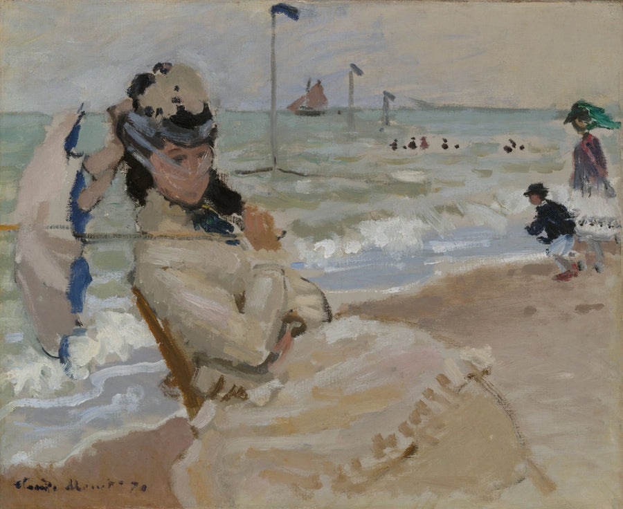 Camille på Trouville strand W160 - Claude Monet