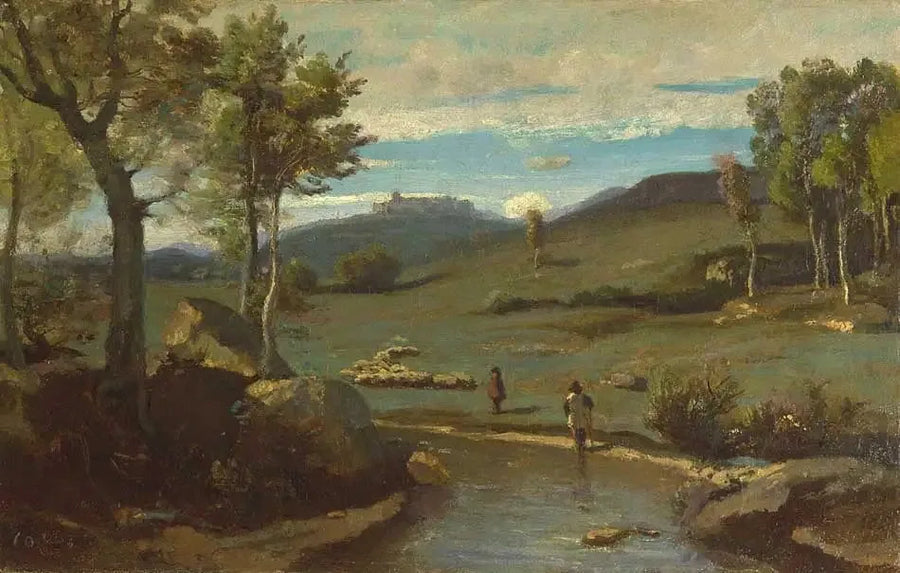 Romersk landsby – Klippekløft med en flok - Jean-Baptiste Camille Corot