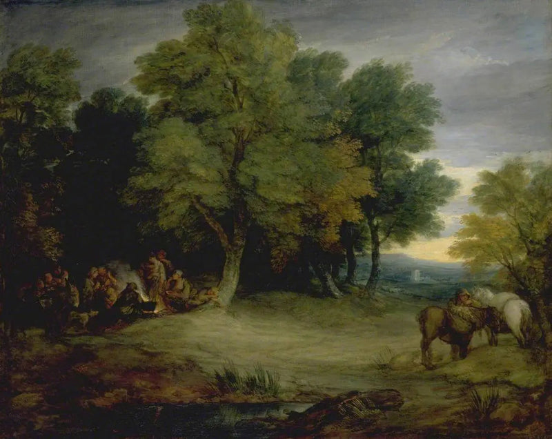 Romani lejr, solnedgang - Thomas Gainsborough