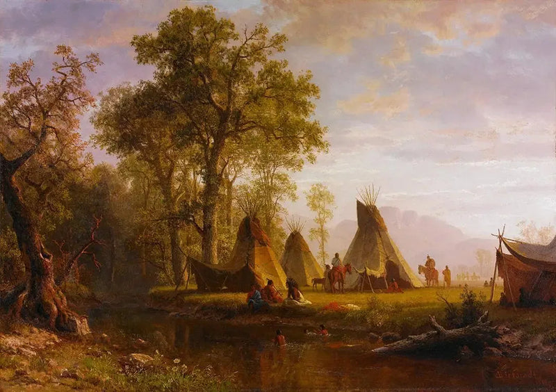 Indisk lejr, sen eftermiddag - Albert Bierstadt