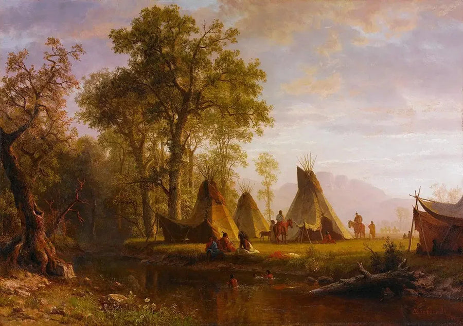 Indisk lejr, sen eftermiddag - Albert Bierstadt