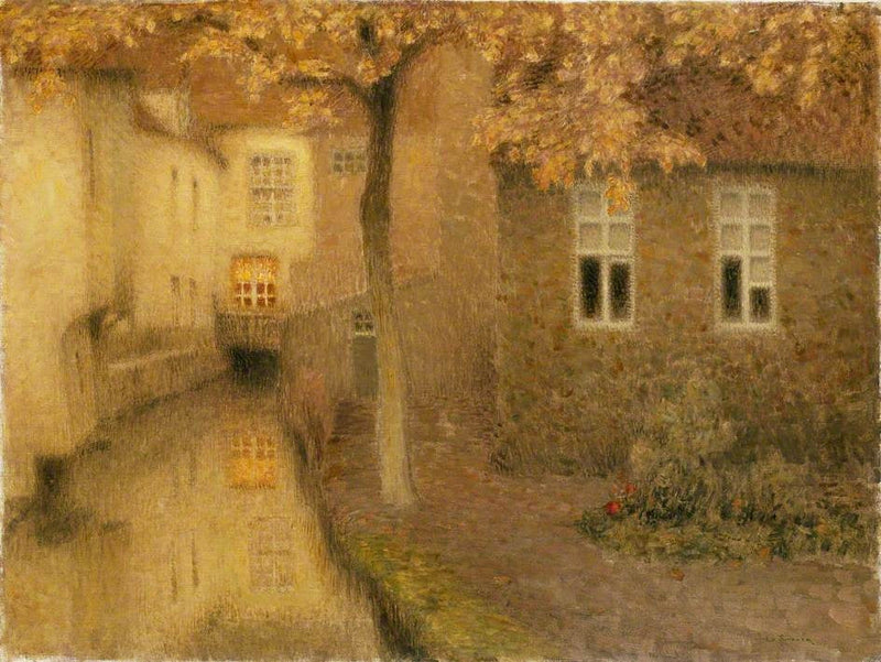 Kanal i Brugge ved skumringen - Henri Le Sidaner