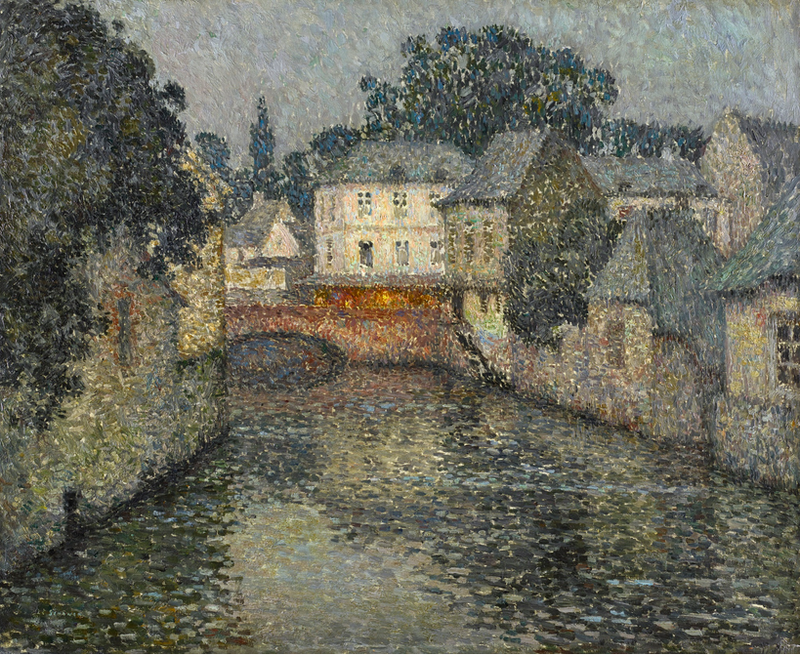 Kanal med hvidt hus, Harfleur - Henri Le Sidaner