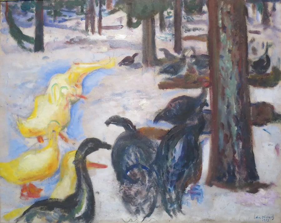 Ænder og kalkuner i sneen - Edvard Munch