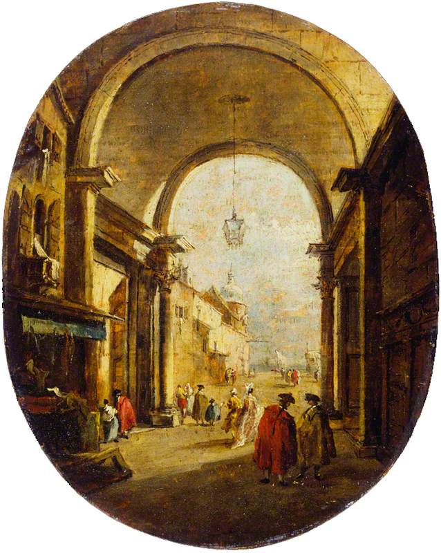 Capriccio med Torre dell'Orologio-arkaden - Francesco Guardi