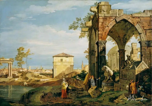 Capriccio avec motifs de Padoue - Giovanni Antonio Canal - Reproductions de tableaux et peintures haut de gamme