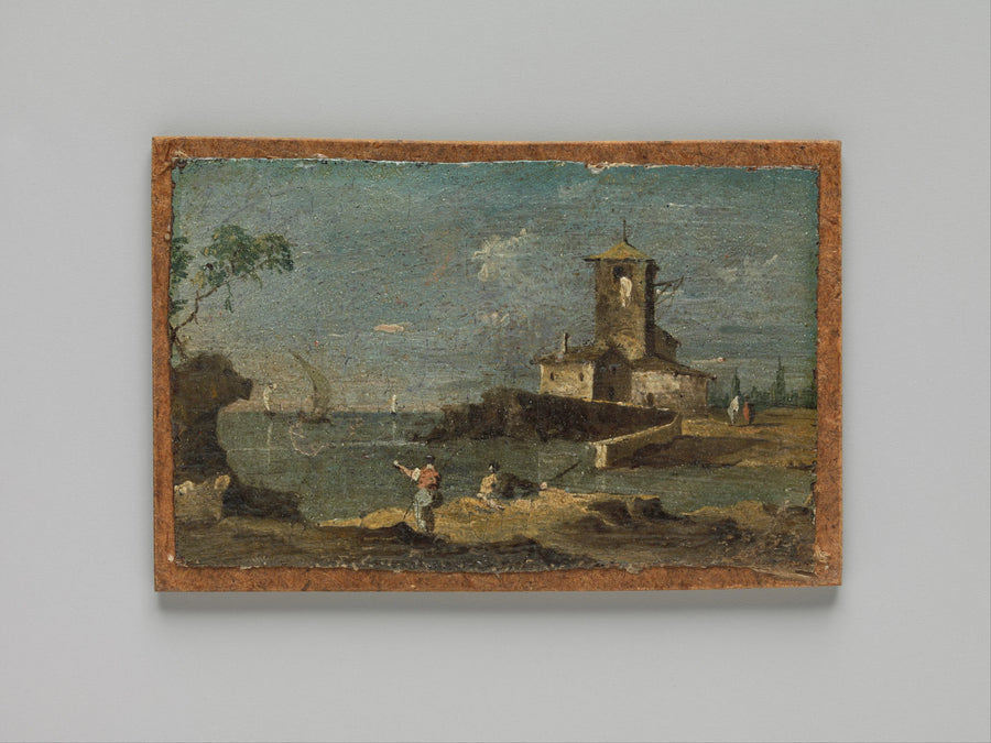 Capriccio avec une tour carrée et deux maisons - Francesco Guardi