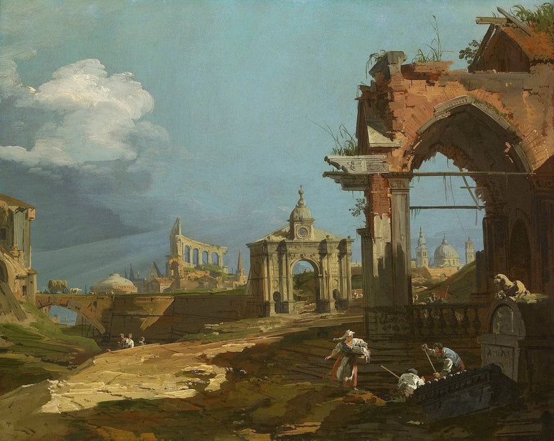 Capriccio med en spids bue - Canaletto