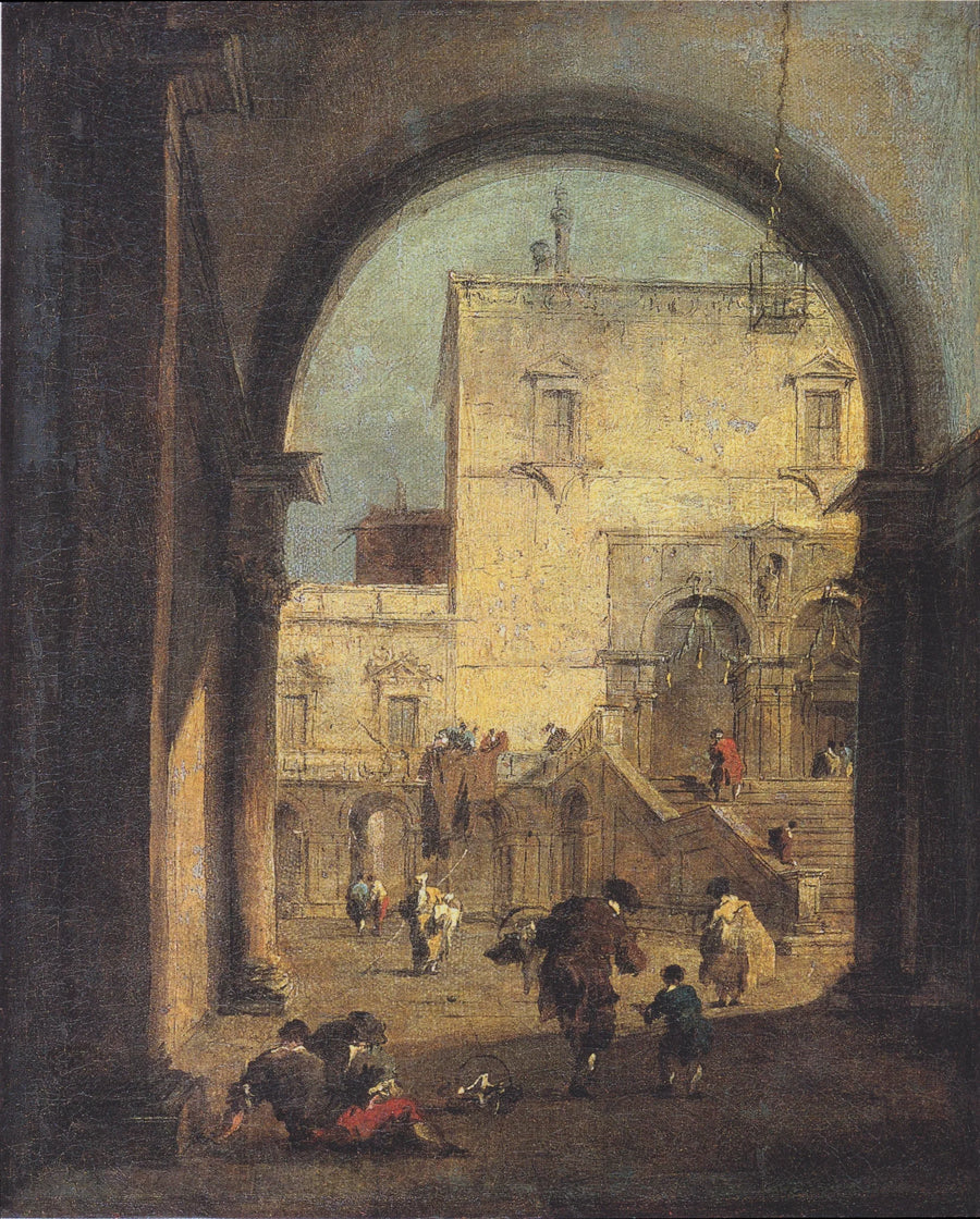 Capriccio venetian : udsigt over et torv og et palads - Francesco Guardi