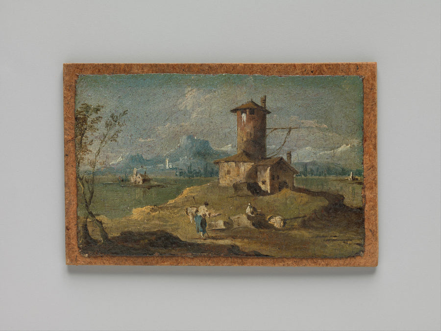 Caprice avec une île, une tour et des maisons - Francesco Guardi