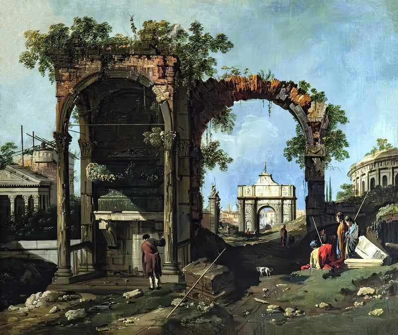Caprice med klassiske ruiner og bygninger - Canaletto