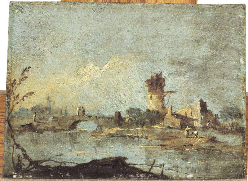 Rustik Caprice, med bro og ruin i tårn - Francesco Guardi