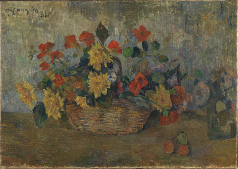 Kaprifolier og dahliaer i en kurv - Paul Gauguin