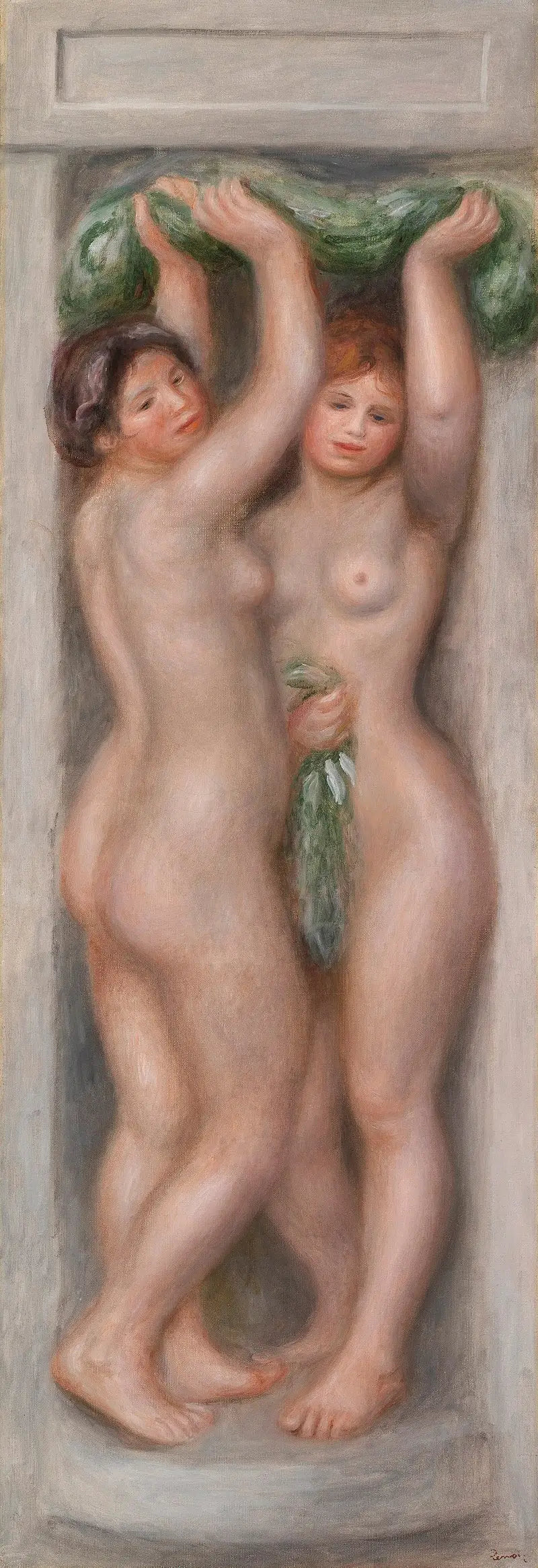 Kariatider (Kariatider); også kaldet To badende (dekorativt panel) - Pierre-Auguste Renoir