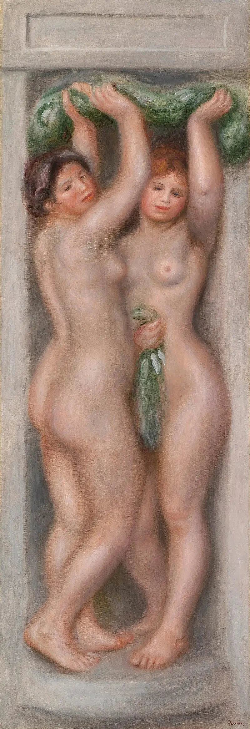 Kariatider (Kariatider); også kaldet To badende (dekorativt panel) - Pierre-Auguste Renoir