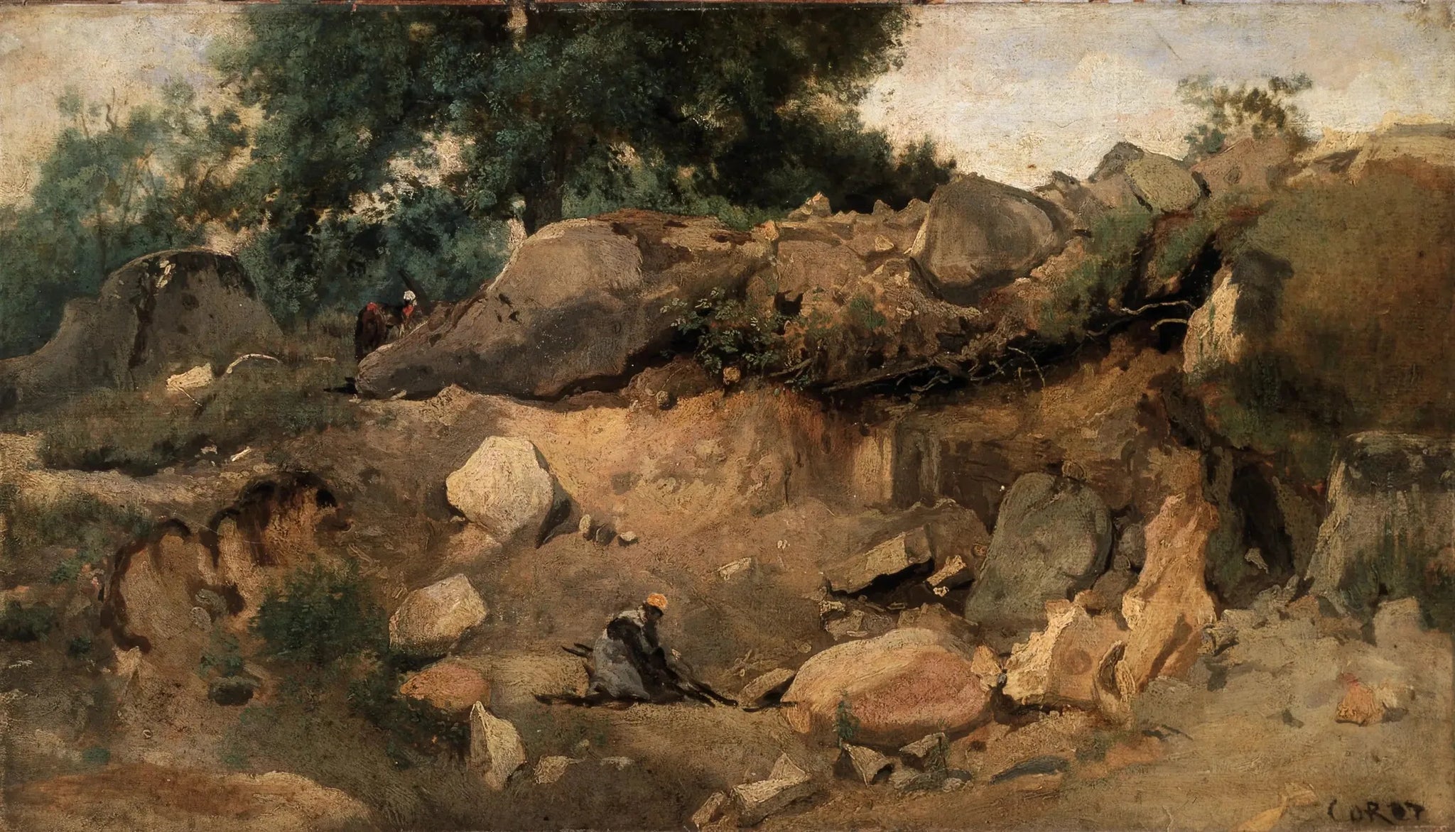 Carrière de la Chaise-Marie, Fontainebleau - Jean-Baptiste Camille Corot image 1 copie peinte à la main à l’huile