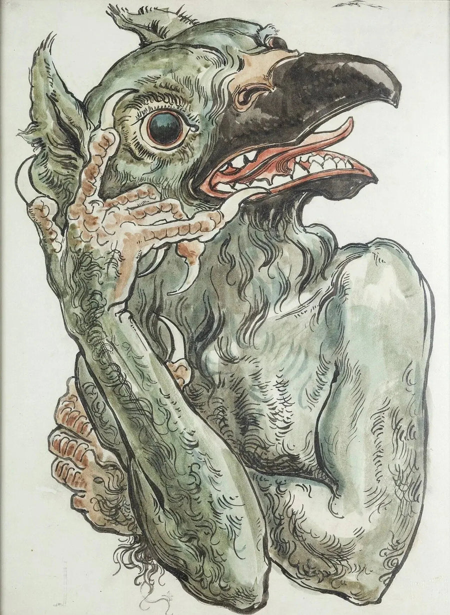 Kort over polychromi af Mariakirken - Djævel med fuglehoved - Jan Matejko