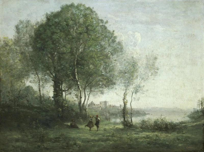 Castel Gandolfo, bergere tyrolienne dansant ved bredden af Albano-søen - Jean-Baptiste Camille Corot