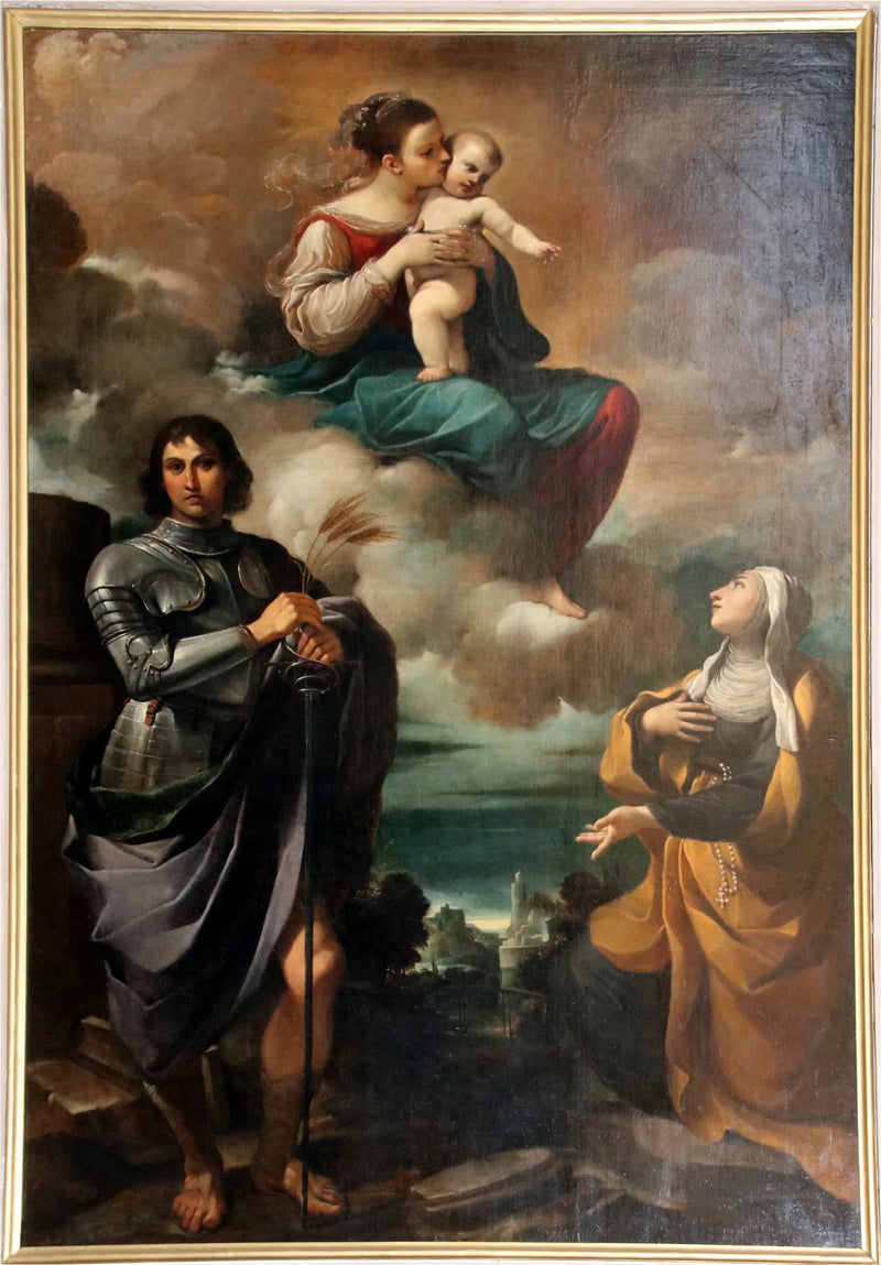 Madonna med Barn i herlighed med San Pancrazio og en nonnehelgen - Guercino