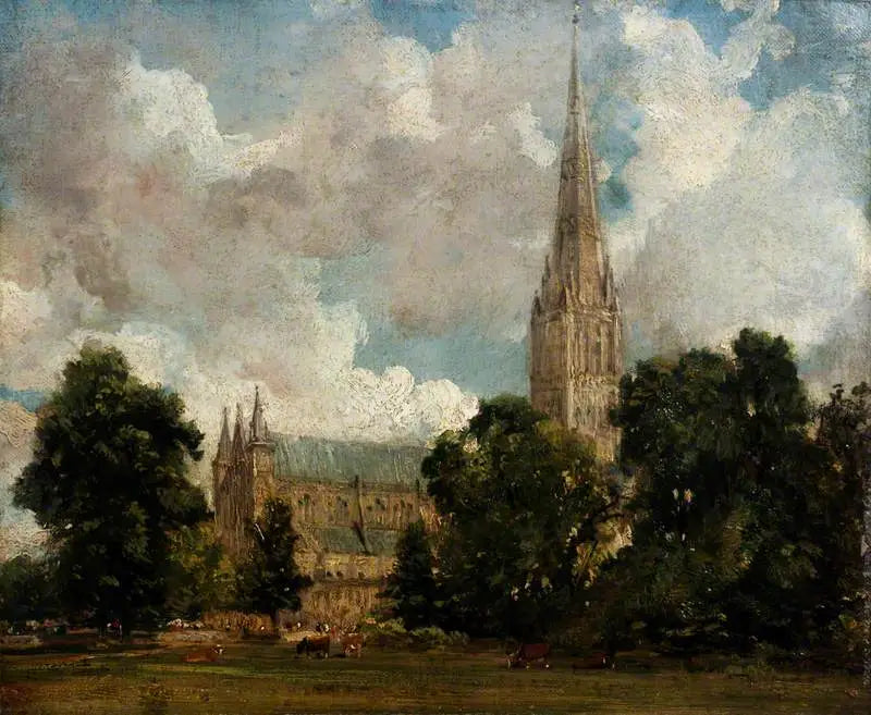 Cathédrale de Salisbury vue du sud-ouest - John Constable image 1 reproduction artisanale de tableau