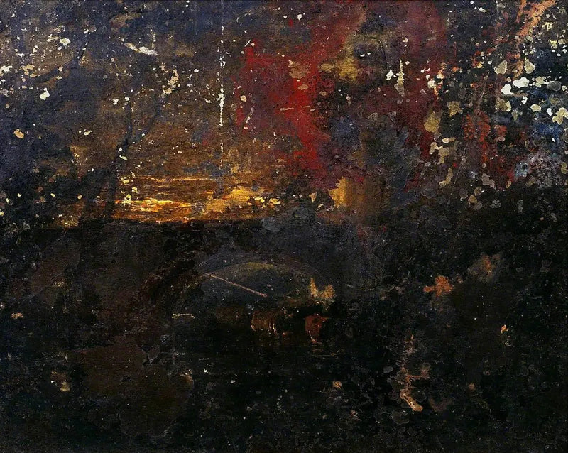 Kvæg i en Bæk under en Bro - J. M. W. Turner