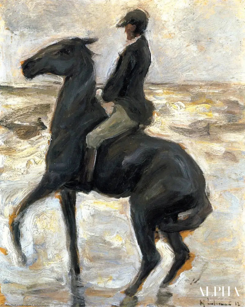 Cavalier sur la plage, face à la gauche - Max Liebermann - Reproductions de tableaux et peintures haut de gamme