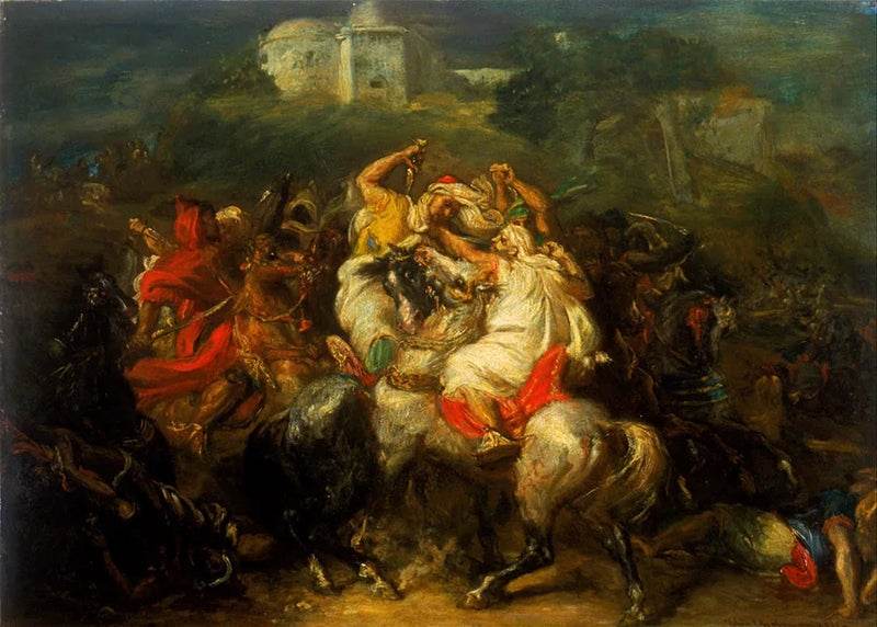 Arabiske heste i kamp - Théodore Chassériau