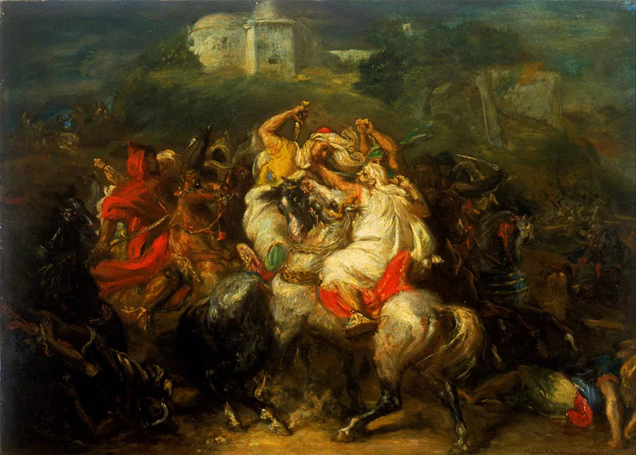 Arabiske heste i kamp - Théodore Chassériau