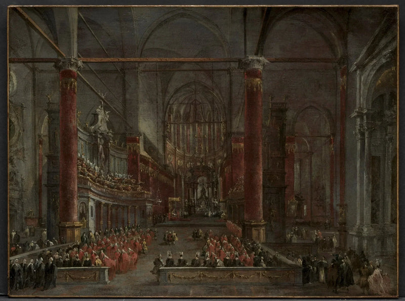 Pontifical ceremoni ved Sankt Johannes Døberen Kirke i Venedig, 1782 - Francesco Guardi