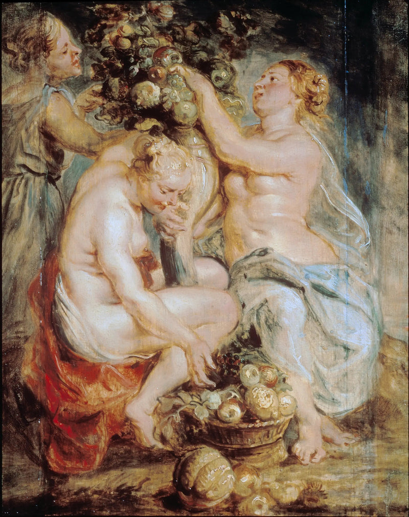 Cérès og to nymfer med en overflodshorn - Peter Paul Rubens
