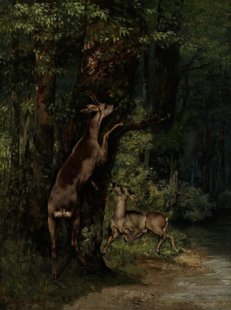 Hjort i skoven - Gustave Courbet