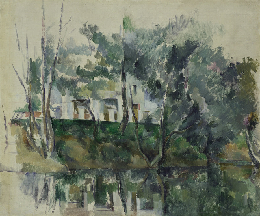 Træer og huse ved vandkanten - Paul Cézanne