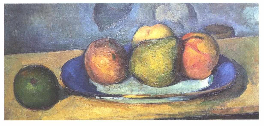 Tallerken med blå kant og frugter - Paul Cézanne